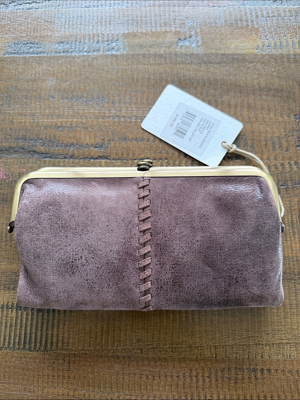 HOBO Lauren Frame Clutch with Braided Center in Saddle - Picture 3 of 6